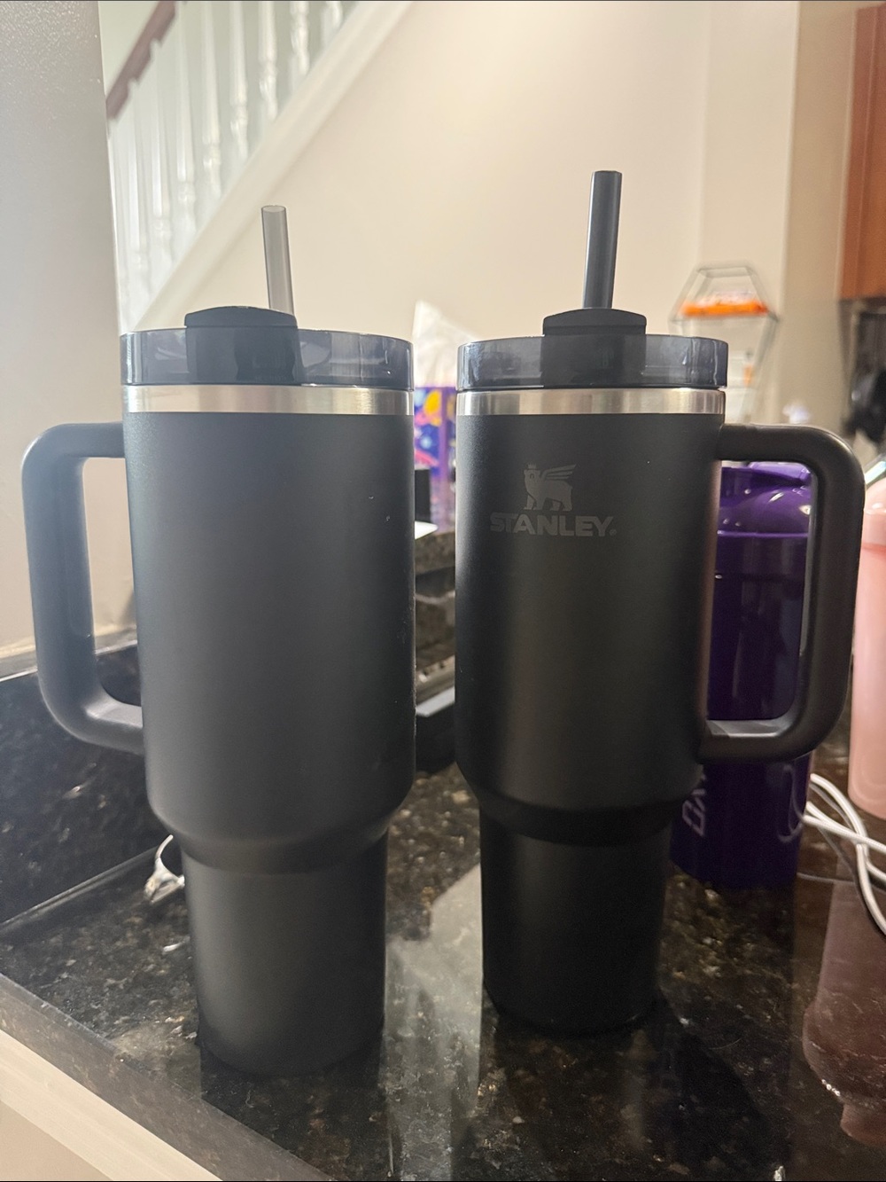 Stanley Matte Black Double Handle 40oz Travel Tumbler with Straw